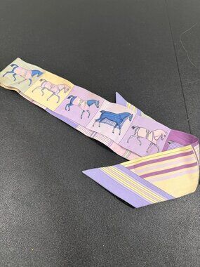 Hermes Purple Multicolor Printed Silk Rocabar Twilly (JB1516)